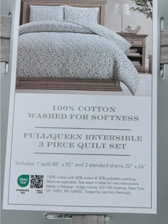 Rachel Ashwell Multicolor Floral Reversible Queen Cotton Quilt Set 88”x92” - Picture 2 of 3